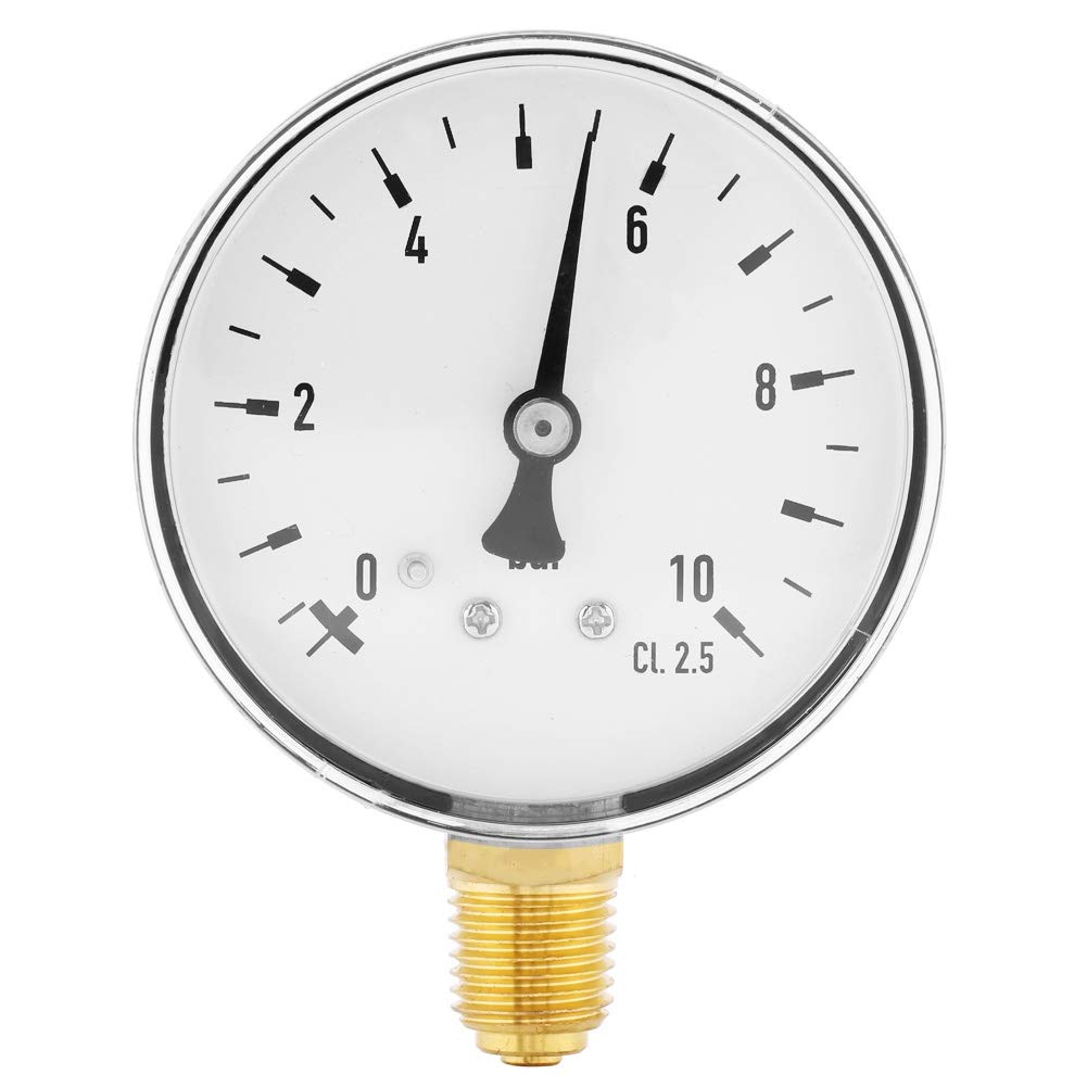 Pressure Gauge 0-10 Bar 1/4 Inch NPT Side Mount Manometer Air Oil Water Pressure Meter With Glycerin Filled For Pumps And Compressors