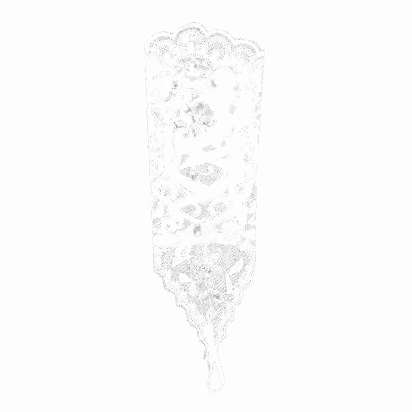 Zerodis Lacey Ivory Rhinestone Fingerless Gloves for Brides Accessory Wedding Prom Party(White)