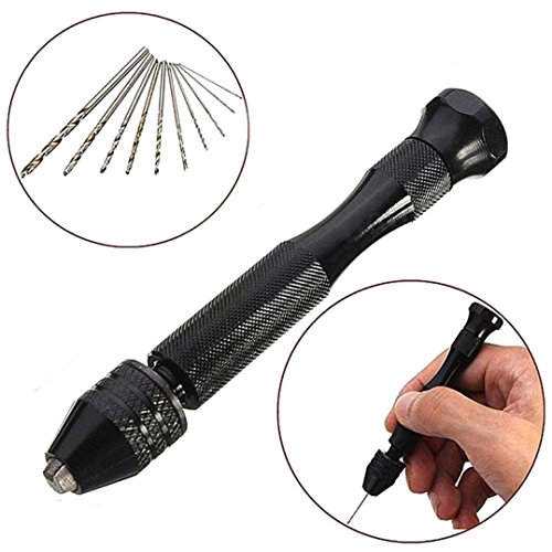 Botrong Precision Pin Vise Model Hand Drill Set with Twist Drill Bits Set of 11