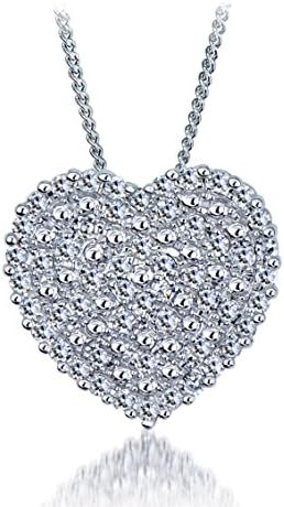 Large Heart Diamond Pendant-Diamonds Pendant Necklace, Round Diamonds (I-J Color, Single Cut), 14K Gold (white-gold) (white-gold)