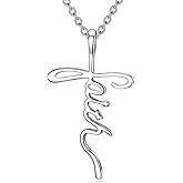 POPLYKE Cross Necklace for Women 925 Sterling Silver Faith Hope Jesus Necklace Religious Jewelry Christian Gifts for Women