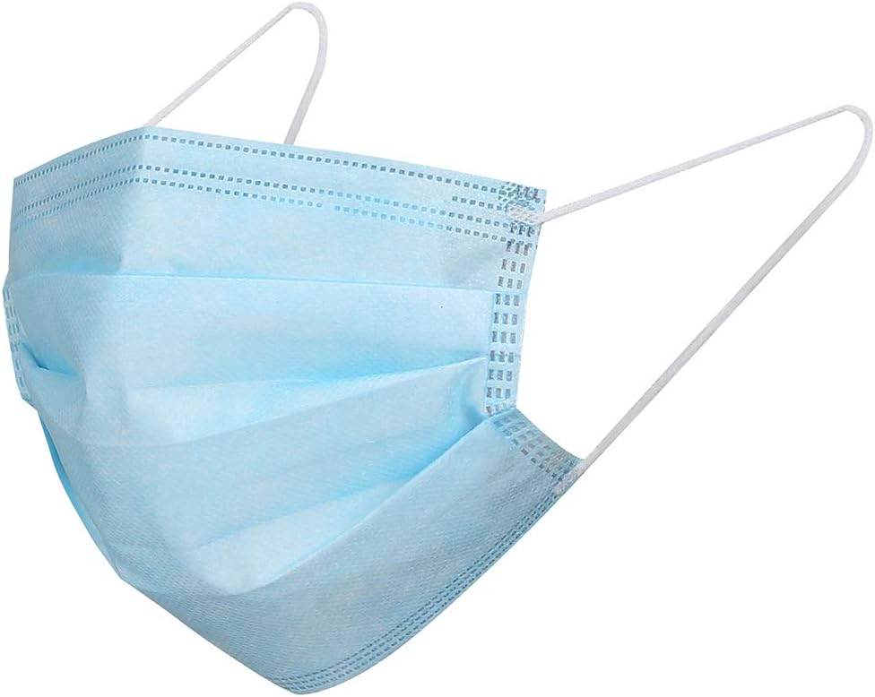 BZQH-TANA 3 Ply Thick Disposable Anti-Dust Face Mask with Earloop for Occupational, Nail Salons, Construction, Gardening(Light Blue) (20)