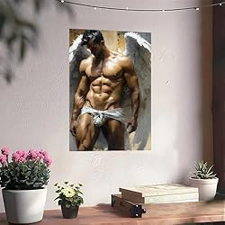 HMLZSJ Nude Muscle Male Torso Portrait Art Gay