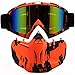 PP PICADOR Motorcycle Goggles Removable Face Mask, Detachable Motocross Windproof Waterproof Dustproof UV Protective Sports Goggles for Dirt Bike, Road Racing, Adult,Youth(Orange)