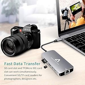 Anoopsyche Hub USB C 10 in 1, Alluminio, Adattatore USB C con HDMI 4K, 1080P VGA, Gigabit Ethernet RJ46 de - immagine 5