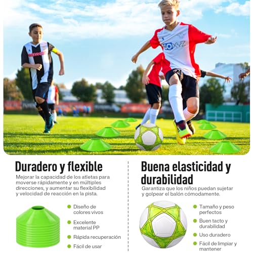 MIAOKE - Portería de Fútbol para Patio Trasero, 2 Porterías de Fútbol Portátiles de 4 x 3 Pies, Equipo de Entrenamiento con Pelota, 10 Conos, Bolsa de Transporte
