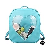 xhorizon TM FL1 Candy Leather Backpack Plastic Transparent Heart Beach Girls School Bag (Light-blue)