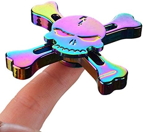 EDC Fidget Hand Spinner Tri-Spinner Metal Funny Toy for Autism ADD ADHD Kids Adult Anti Stress (XCSKULL)