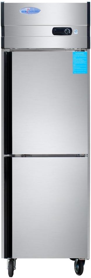 500L 2-Door Reach-in Restaurant Kitchen Stainless Steel Commercial Cabinet Refrigerator Meat Port Beef Steak Freezing Upright Freezer Fridge Machine 17.7 cubic feet