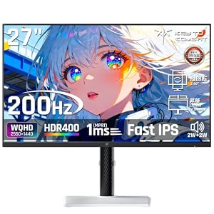 KTC 27インチ ゲーミングモニター WQHD 200Hz Fast IPS 1ms HDR400 ホワイト H27T6