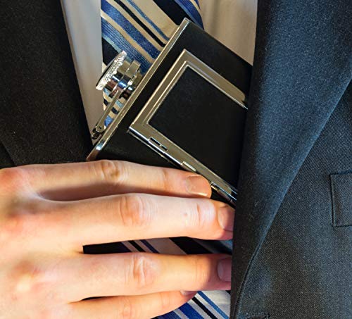 Perfect Pregame Flask - Cool 6 oz Stainless Steel and Leather Alcohol Flask with Compartment/Cigarette Case - For Men and Women - Drinking Flask for Liquor and Smokes - Thumbnail 2