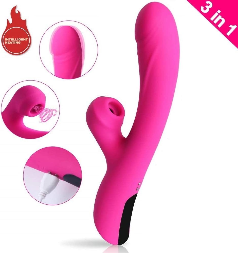 JIEBUSI Simulated Oral Sucking Toys 7 Frequency Vibration & 3 Suction Soft Touch Internal Clot Sucking Toy for Women (Rose)