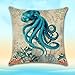 CARRIE HOME Nautical Decor Beach Throw Pillow Covers 18x18 Crab Octopus Seahorse Decor for Home Couch and Patio, Set of 4