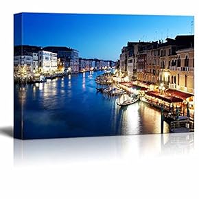 Canvas Prints Wall Art - Grand Canal in Venice, Italy at Sunset | Modern Wall Decor/Home Decoration Stretched Gallery Canvas Wrap Giclee Print & Ready to Hang - 12" x 18"