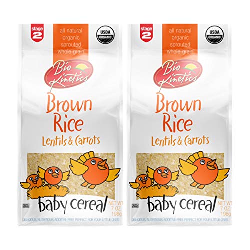 Organic brown rice/lentils/carrot baby cereal made with sprouted whole grain stage 2 7oz (198g)-2 pack