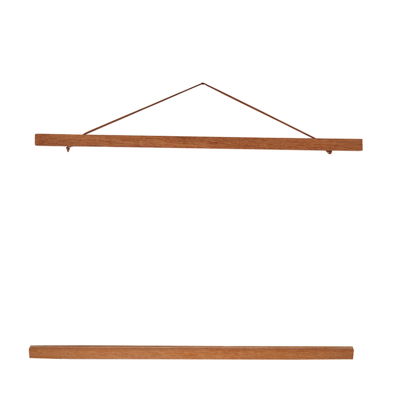 Oumefar Modern Poster Hangers Magnetic Wooden Photo Frame DIY Custom Poster Hanger Scroll Prints Artwork Teak Wood(50cm)