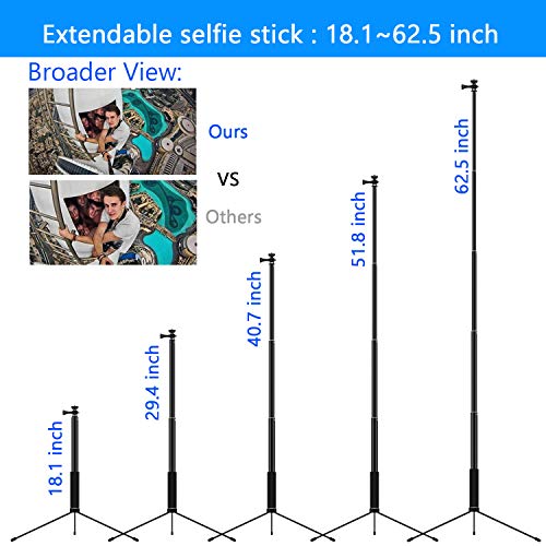 Bluetooth Selfie Stick Tripod,PEYOU 59" Extendable Monopod with Aluminum Tripod Stand and Remote Compatible for iPhone Xs Max XR X 8 7 6S 6 Plus,Galaxy S10 S9 S8 Plus,Tablet,Compatible for Gopro - Thumbnail 4