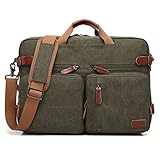 CoolBELL Convertible Backpack Messenger Bag Shoulder Bag Laptop Case Handbag Business Briefcase Multi-Functional Travel Rucksack Fits 17.3 Inch Laptop for Men/Women (Canvas Green)