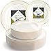 ELITE SELECTION Disposable Plastic Plate Set - 40 Pack Premium Quality Cream Dinnerware with 10.25” Dinner and 7.5” Salad Plate with Elegant Gold Double Trim for Wedding, Birthday, Party