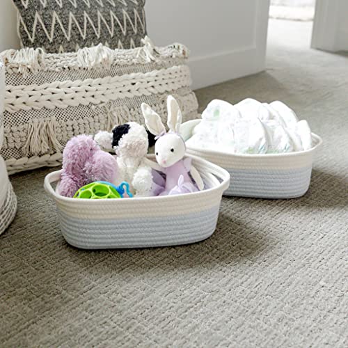 NaturalCozy 5-Piece Rectangle Storage Basket Set- Natural Cotton