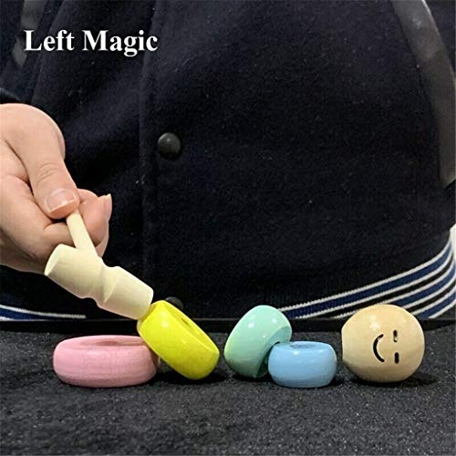Halloween Wooden Man Magic Toy,Rainbow Stacking Rings,Puppet Man Who Can't Beat Tumbler,Funny Magic Toy Gift for children Adult,Child Marionette Interactive Toys for Christmas Party (B)
