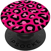 Leopard Pattern Print Cheetah Like Animal Black Pink PopSockets Adhesive PopGrip