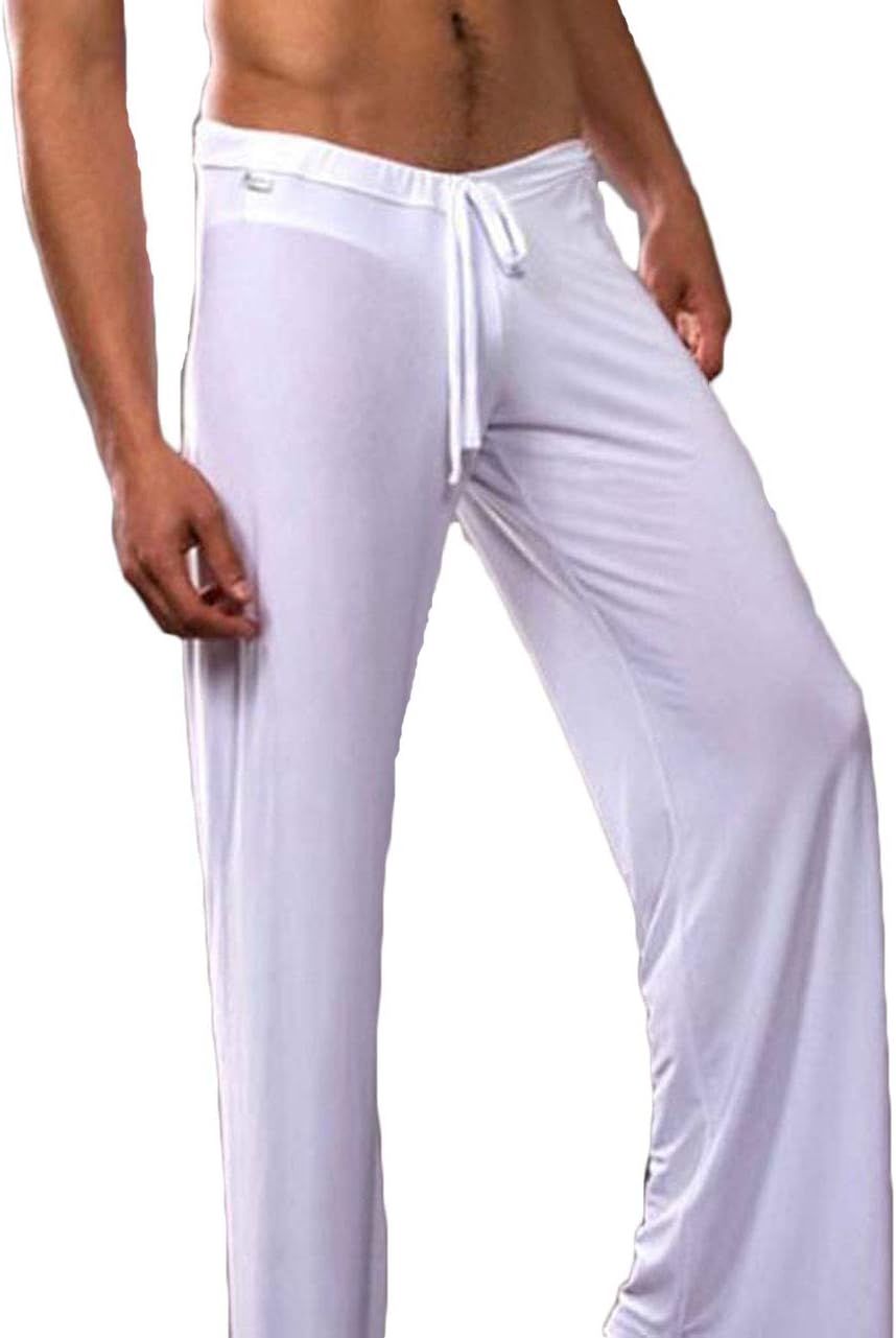 VISGOGO Mens Yoga Pants Loose-Fitting Lounge Trousers Sheer Mesh Gauze Underwear Nightwear