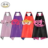 RioRand Comics Cartoon Dress Up Costumes Satin Capes with Felt Masks for girls (Set of 4)