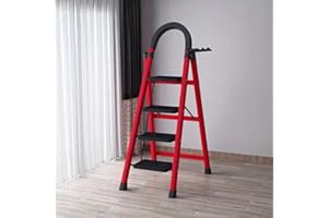 Compact Folding Ladder 4 Step - Easy Storage Design Saves Space, Quick Open & Close Locks, Lightweight Durable Step Stool for