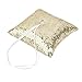 Tinksky Sparkling Rhinestones Bridal Wedding Ceremony Ring Sequins Bearer Pillow with White Ribbon (Gold)