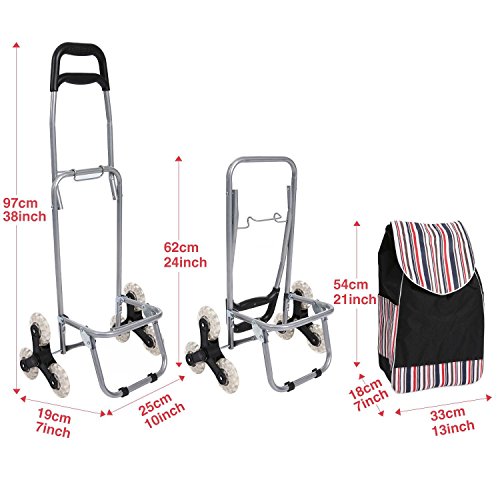 image for Utheing Folding Trolley Dolly Shopping Cart, Stair Climbing Cart Groce