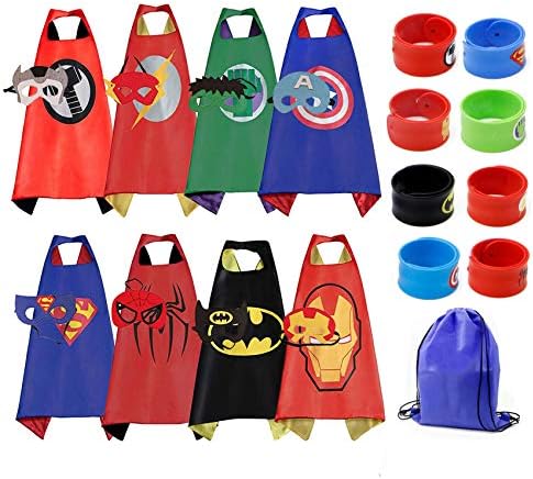 Mizzuco Kids Cartoon Dress up Costumes Satin Capes with Felt Masks and Exclusive Bag for Copslay Birthday Party