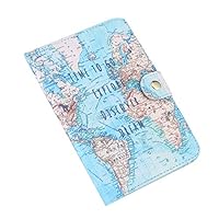 Aeloa Passport Holder, Cute Printing PU Leather Passport Holder Protection Cover ID Credit Cards Case (Map Pattern)