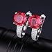 JewelryPalace Women's Cushion 12.1ct Created Red Ruby Jewelry Sets Solitaire Engagement Ring Clip On Hoop Earrings Pendant Necklace 925 Sterling Silver Size 9