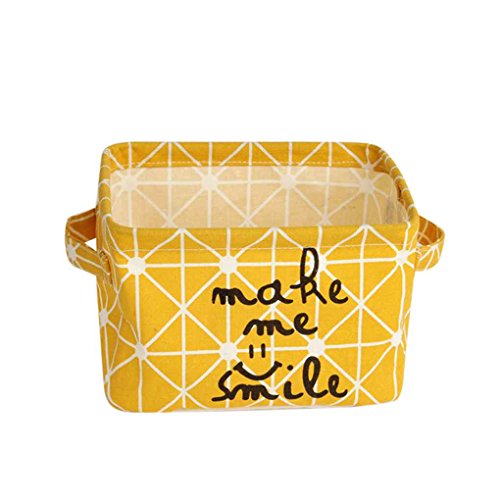 Chilie Love Smile Square Cotton Linen Desk Storage Box Jewelry Cosmetic Stationery Organizer Case yellow