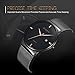 Mens Simple Slim Watch Analog Quartz Waterproof Black Stainless Steel Mesh Band Thin Casual Dress Wrist Watches for Men