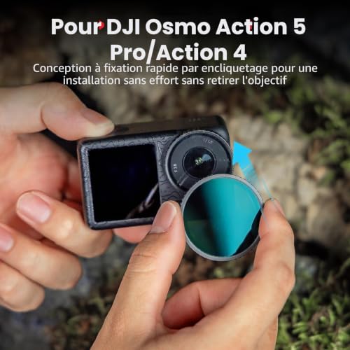 SMALLRIG ND Filter Kit for DJI Osmo Action 5 Pro/Action 4, 5 Pack CPL FS ND8 ND16 ND32 Polarizing Neutral Density Filter Clip On Silicone Lens Protector - 5411