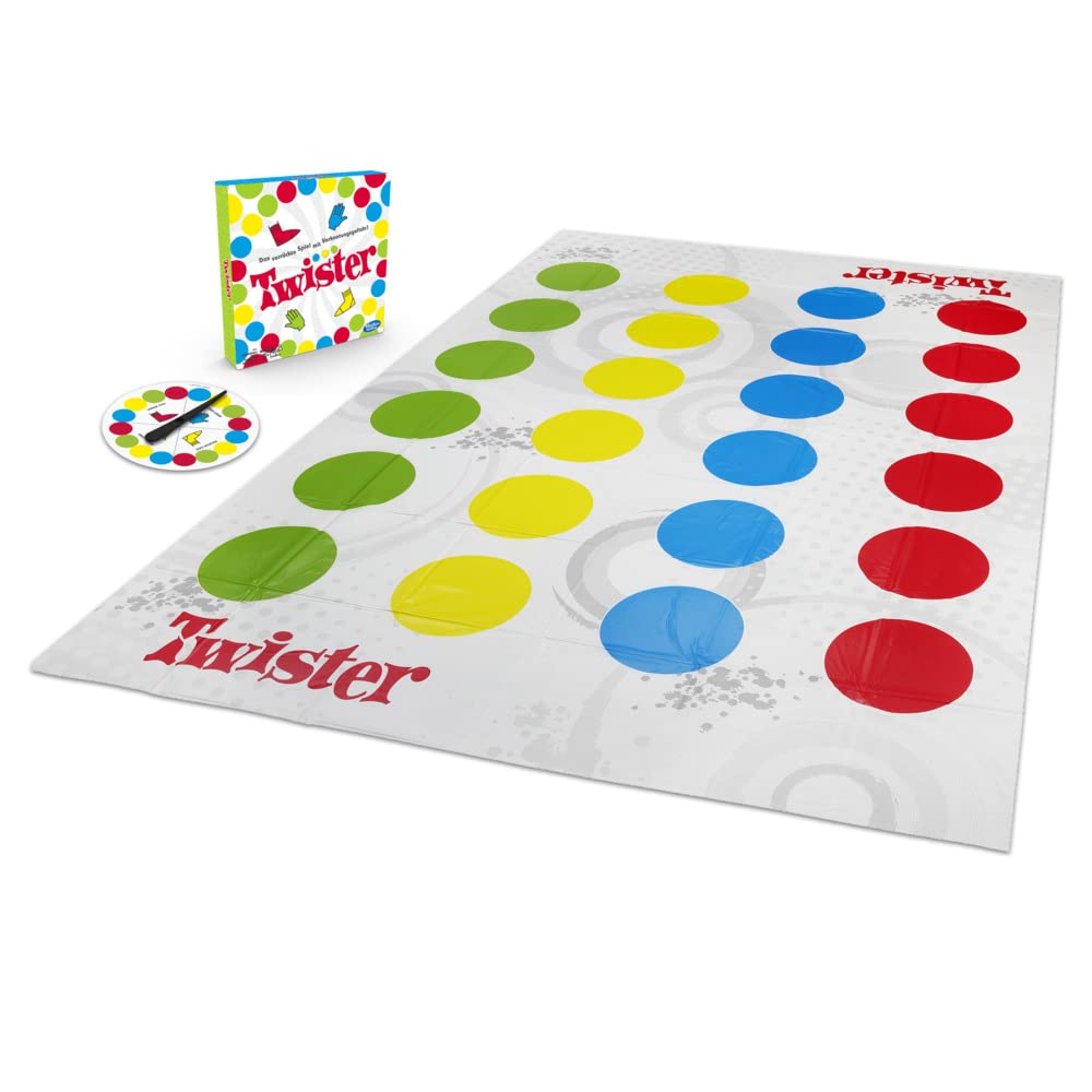 Hasbro Gaming Twister Spiel, Partyspiel für Familien und Kinder, Twister Spiel ab 6 Jahren, klassisches Spiel für drinnen und draußen - Deutsche Version
