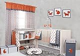 Bacati Playful Foxs 10 Piece Crib Set without Bumper Pad, Orange/Grey