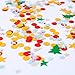 Resinta 150g/7500 Pieces Christmas Table Confetti Christmas Design Confetti Pentagram, Elk, Snowflake, Santa, Pine, Sequin, Merry Christmas Alphabet Confetti Bright Christmas Party Decoration