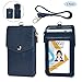 Teskyer Badge Holder with Side Zip Pocket, Multiple Card Slots Leather ID Holder Wallet with Neck Lanyard for Office Staffs, Teachers/Students, Couriers, Workers, Blue