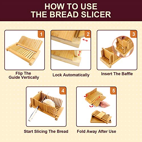 Bamboo Bread Slicer for Homemade Bread Adjustable Bread Slicing Guide