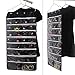 Alezywels Hanging Jewelry Organizer Bag (56-Pockets) Dual-Sided, Thick Oxford Fabric, Zippered Storage, Clear PVC Plastic Windows, Roll-Up, Portable Travel, Rings, Earrings, Necklaces (Black)