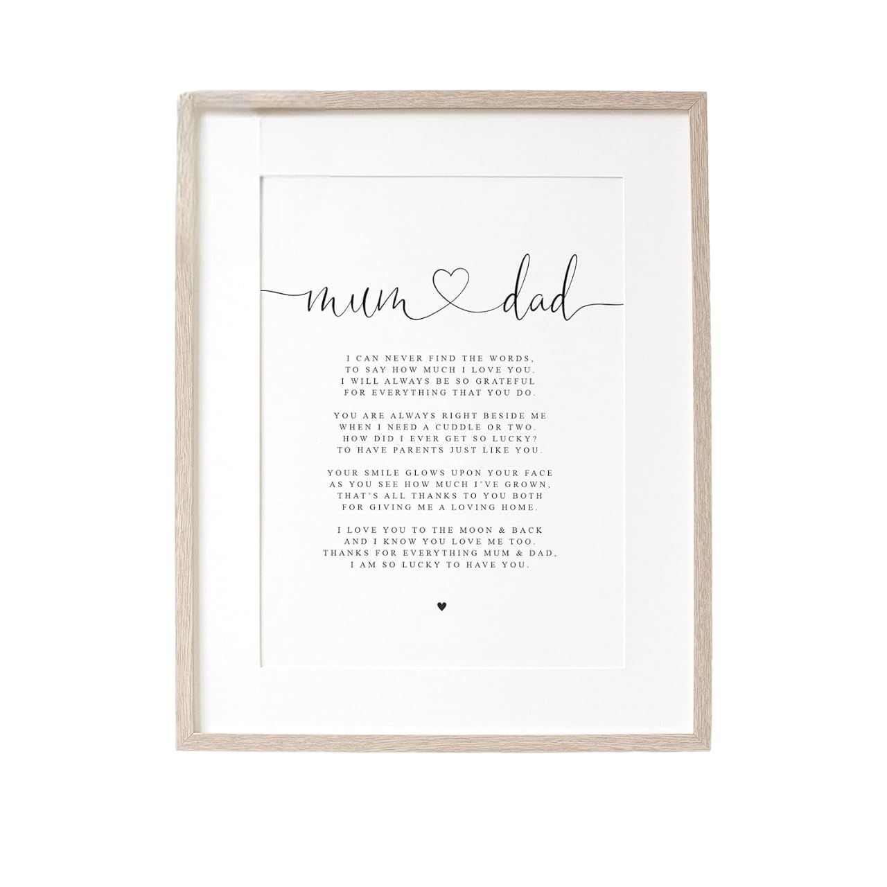 Lula Design Mum and Dad Poem - A4 or A5 Print, Gift for Parents, Thank you Mum and Dad, Poem from Child (Size: A5-21cm x 14.8cm)