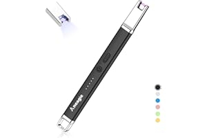 Aneagle Lighter Electric Candle Lighter Upgraded Rechargeable Candle Lighter with LED Flashlight Windproof Flameless and Hanging Hook LED Battery Display Arc Candle Lighter for Candle Grill Camping