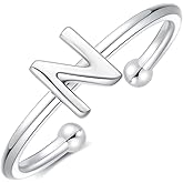 GLIJWELE 925 Sterling Silver Rings - Adjustable Initial & Stackable Cute Rings for Women - Jewelry Gifts