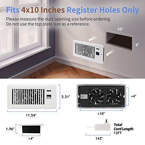 Howeall Super Quiet Register Booster Fan Intelligent Thermostat