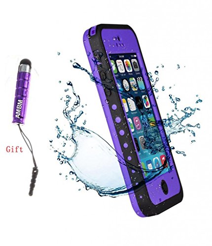 AMBM, Purple Waterproof Case, Redpepper iPhone 5C Case, 6.6 ft IP68 Underwater Waterproof Shockproof Snowproof Dirtpoof Protection Case Cover for Christmas Gift with 1 Stylus Ballpoint Pen Gift