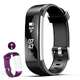 wesoo Fitness Tracker, K1 Fitness Watch: Activity Tracker with Sleep Monitor, Smart Bracelet Pedometer Wristband with Replacement Band for Kids, Women and Men(Purple+Black Band)