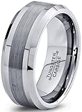 Charming Jewelers Tungsten Wedding Band Ring 8mm for Men Women Comfort Fit Beveled Edge Brushed